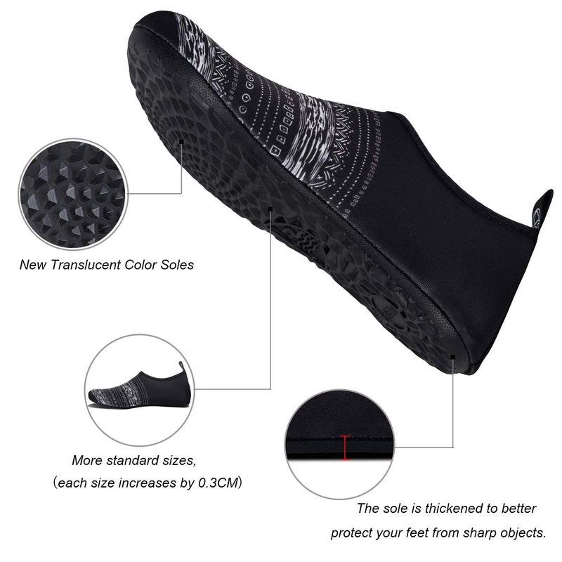 WateLves Water Shoes for Womens Mens Barefoot Quick-Dry Aqua Socks for Beach Swim Surf Yoga Exercise Camping Must Haves (Bohemia Black, 38/39) - Image 5